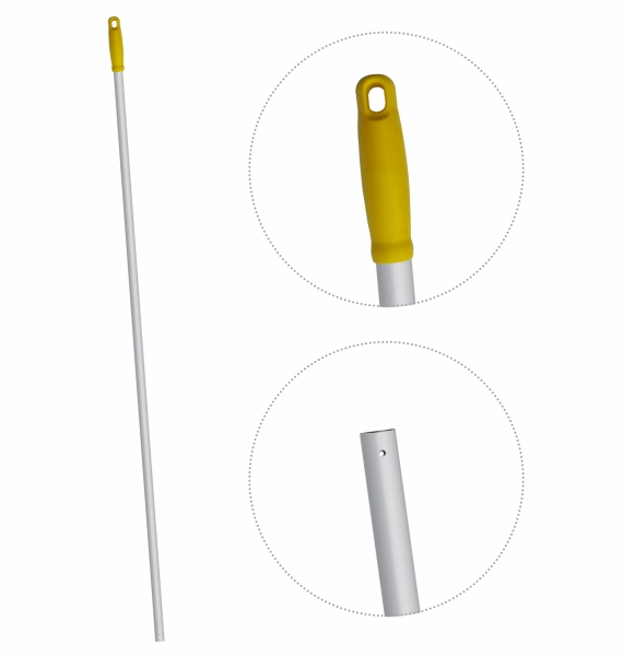 Ручка для держателя мопов, длина 140 см, диаметр 23,5 мм, цвет желтый - AES291-Y без резьбы